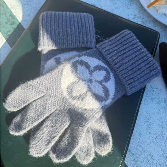 Louis Vuitton Wool LV Medallion Gloves in Light Gray - Picture 5 of 5